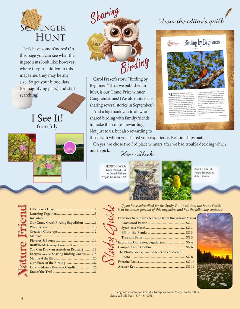editorial, scavenger hunt puzzle, table of contents, index