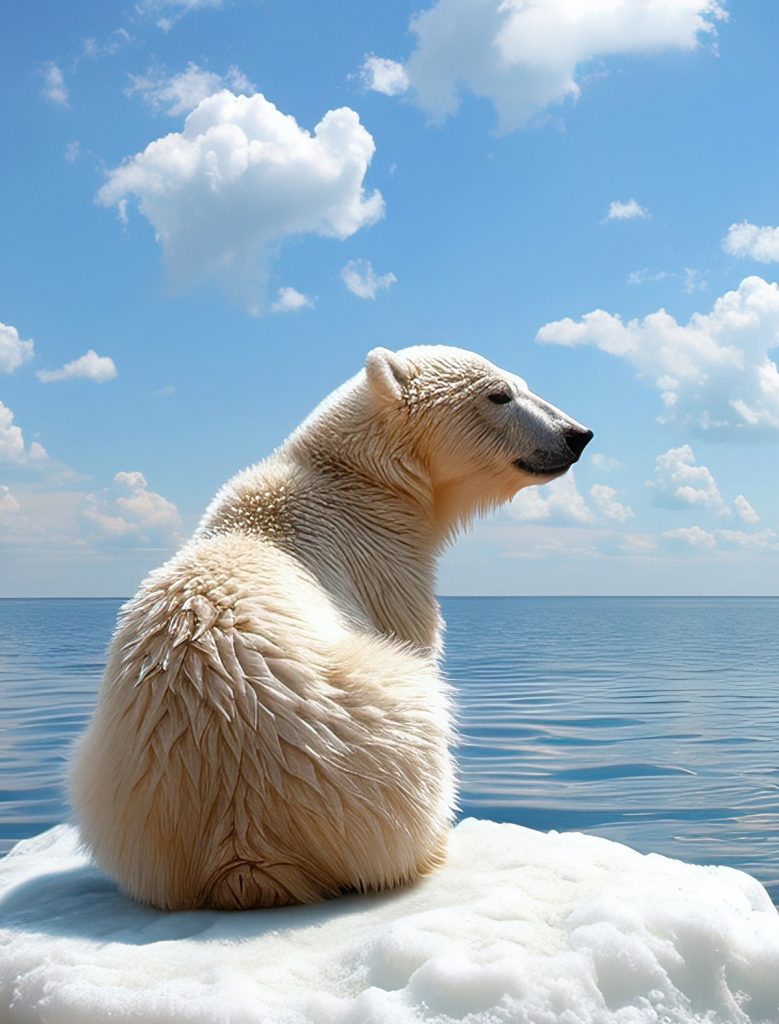 polar bear sitting on ice