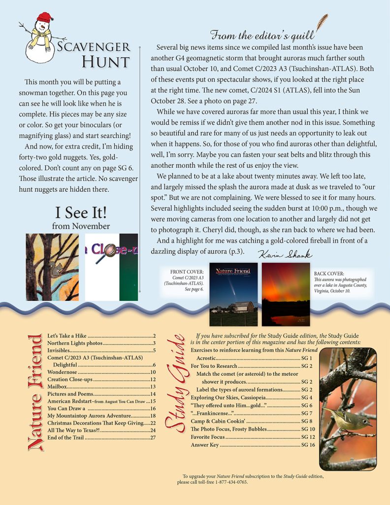 editorial, scavenger hunt puzzle, index, table of contents