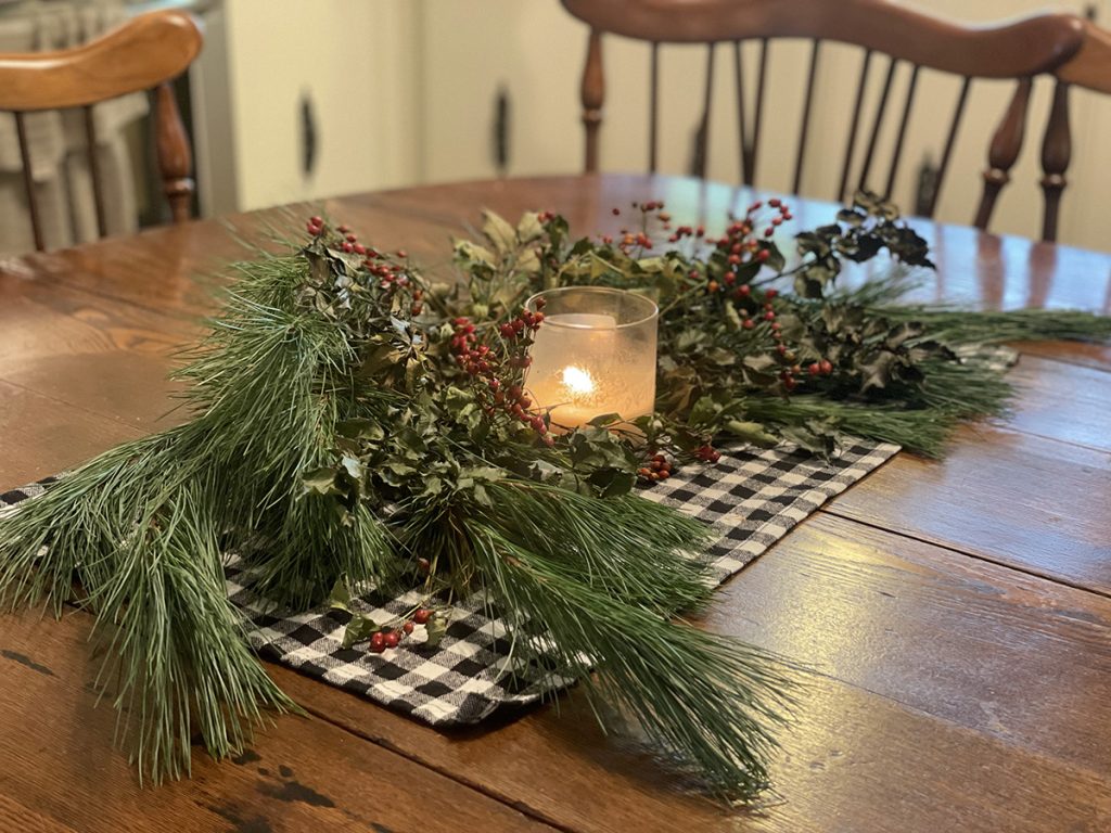 pine and rose hips Christmas decorations