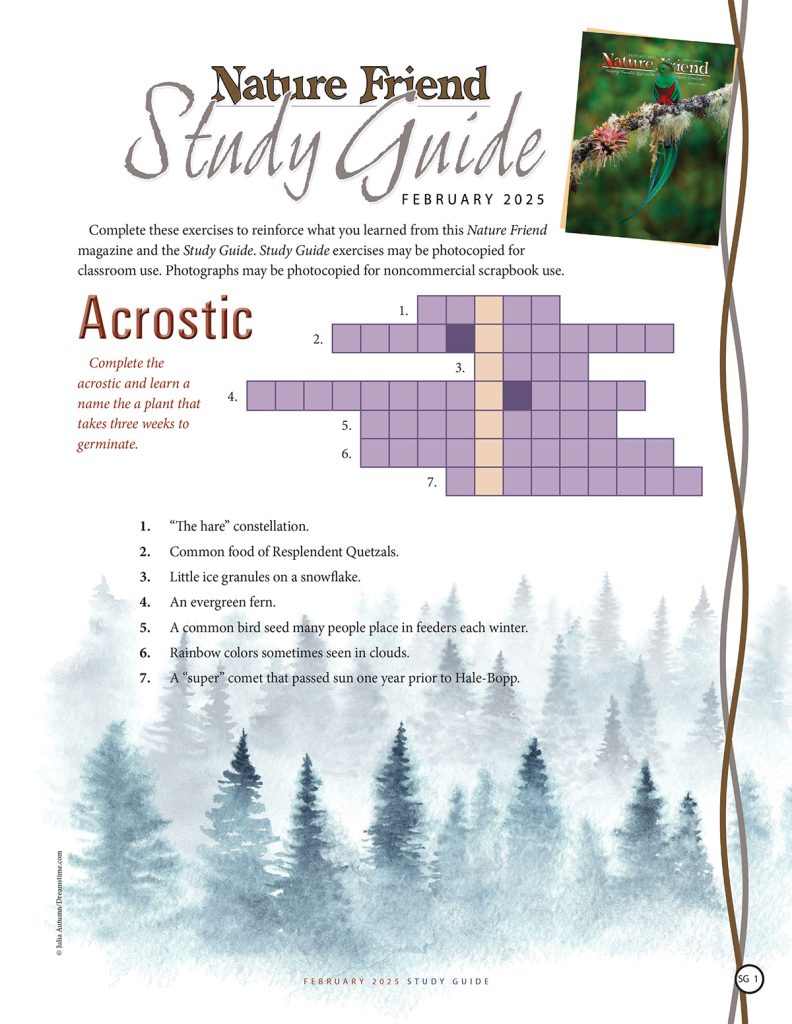 nature acrostic puzzle