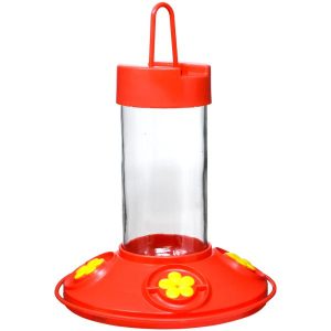 Dr JBs 16oz Clean Feeder All Red Feeder with Yellow Flowers