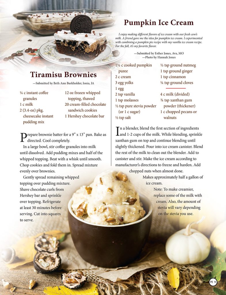 Tiramisu Brownies and Pumpkin Ice Cream recipes