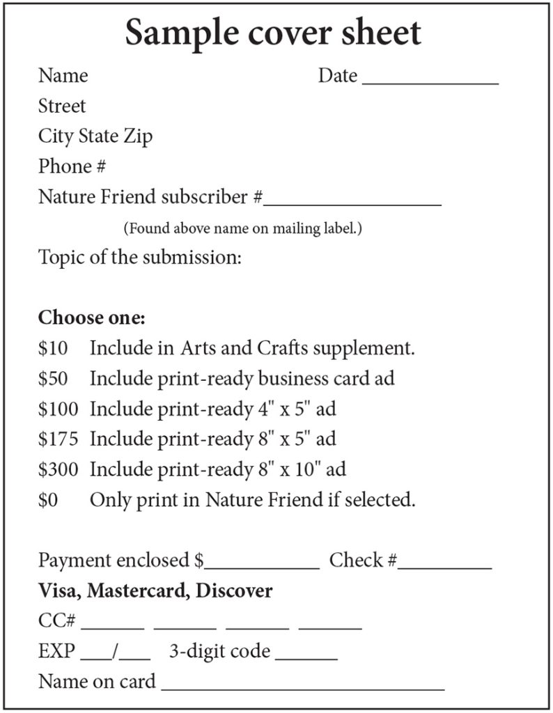 sample cover sheet for arts and crafts supplement