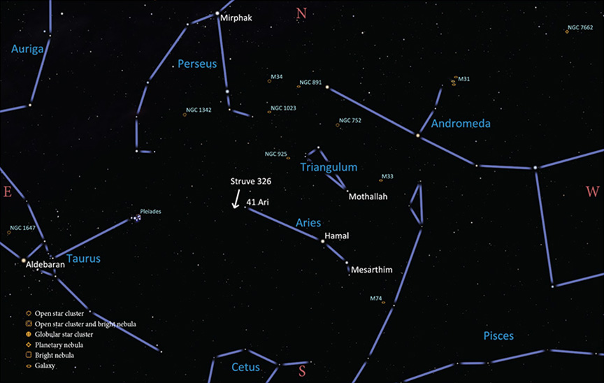 star map of Triangulum and Aries