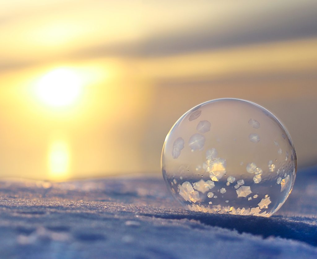soap bubble in front of sun
