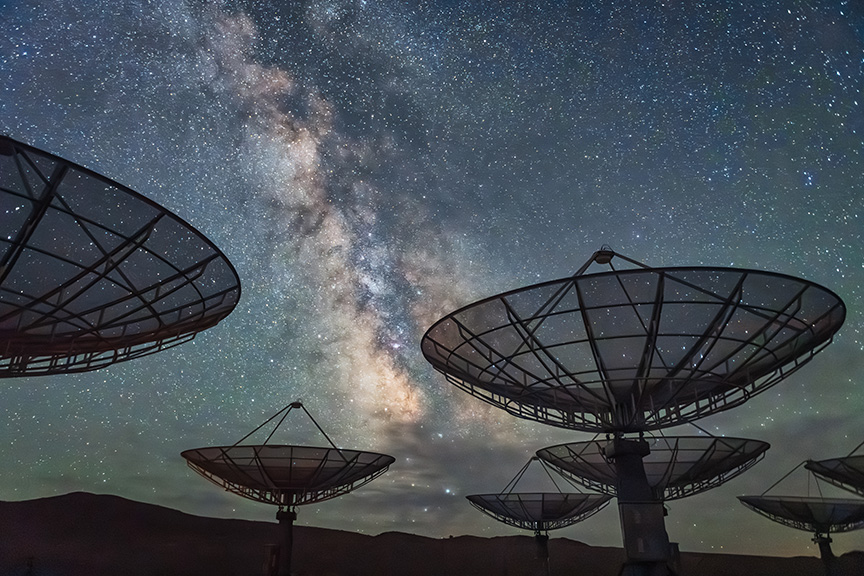 radio telescopes under the Milky Way.
