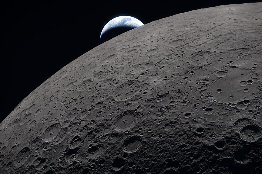 Earth setting behind the Moon