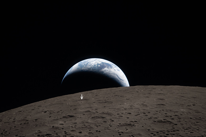 Earthset as seen from Orion spacecraft