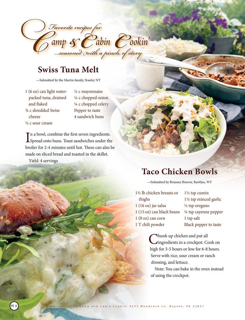 recipes for Swiss Tuna Melt and Taco Chicken Bowls